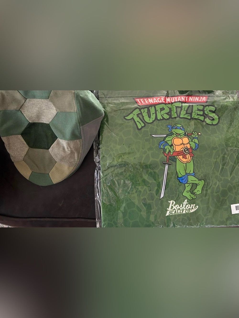 Teenage Mutant Ninja Turtles Boston scally cap with Leonardo dust bag